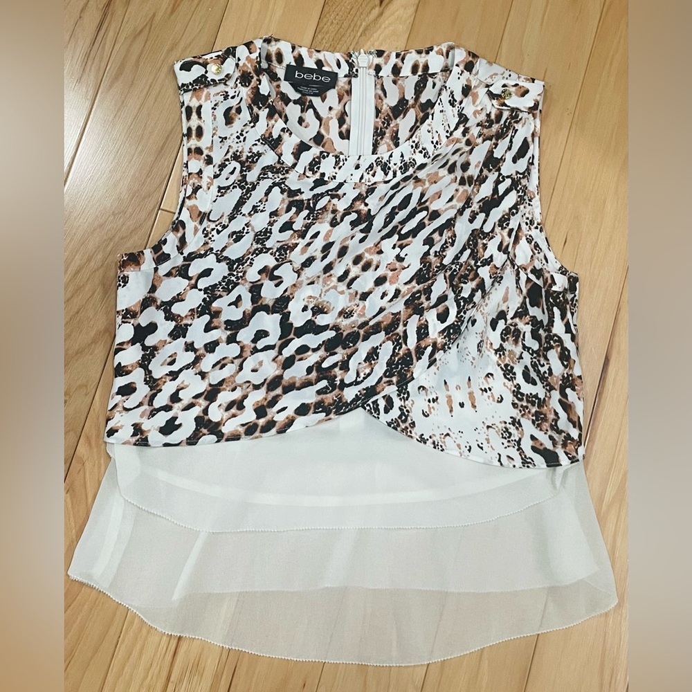 Bebe Animal Print Sleeveless Blouse